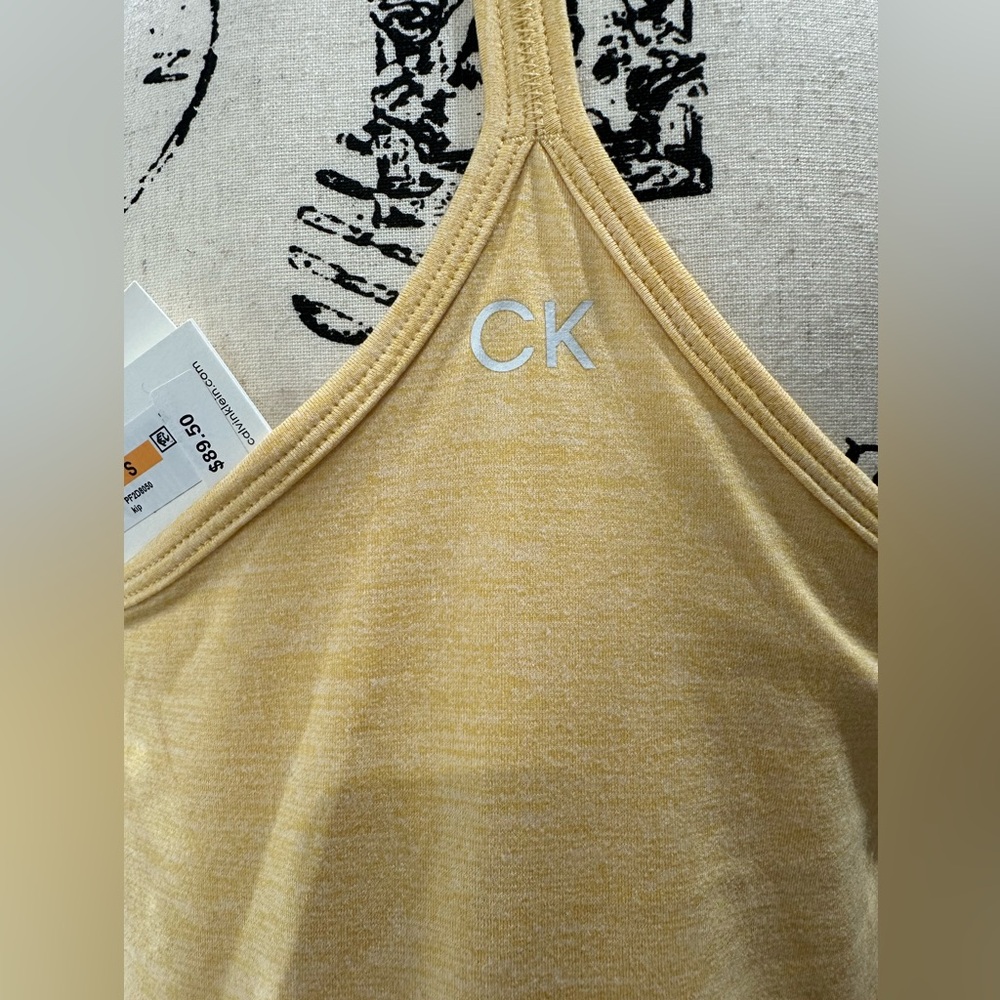 Calvin Klein Yellow Camisole Dress with Tank Top Sleeves